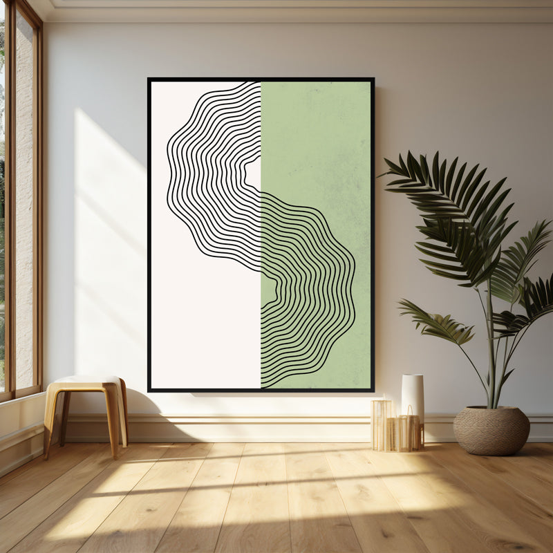 Wall Art & Paintings - Ondas Green Wall Art - Black Frame