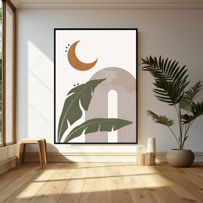 Wall Art & Paintings - Moonlit Tropics Wall Art - Black Frame