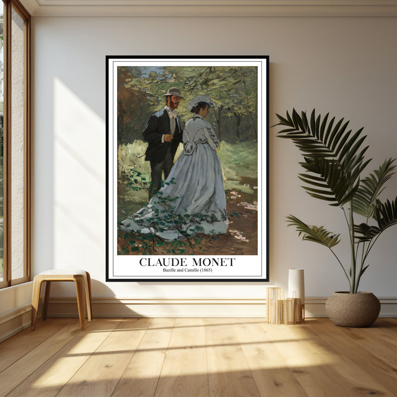 Wall Art & Paintings - Bazille and Camille, 1865 - Claude Monet Wall Art - Black Frame