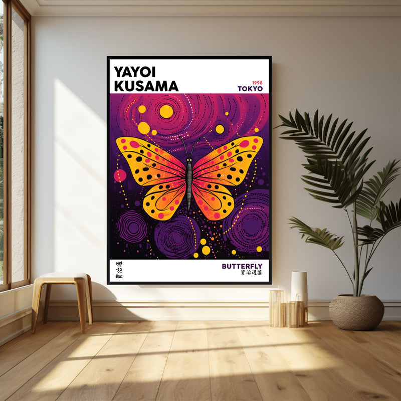 Wall Art & Paintings - Butterfly Inspired by Yayoi Kusama Wall Art - Black Frame