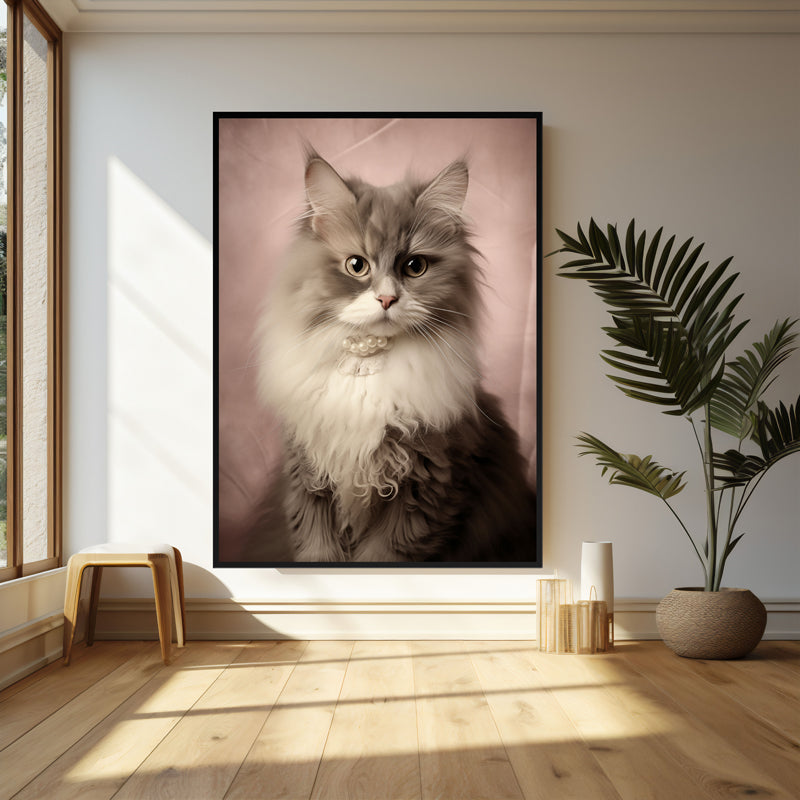 Wall Art & Paintings - Cat Portrait Wall Art - Black Frame