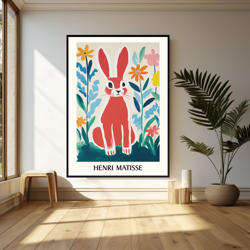 Wall Art & Paintings - Red Rabbit Inspired by Henri Matisse Wall Art - Black Frame