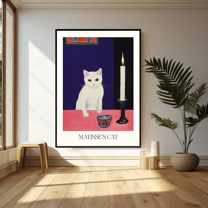 Wall Art & Paintings - Matisse's Cat Inspired by Henri Matisse Wall Art - Black Frame