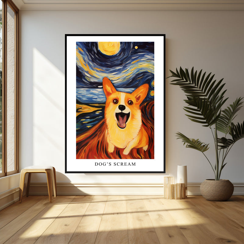 Wall Art & Paintings - Dog's Scream Wall Art - Black Frame