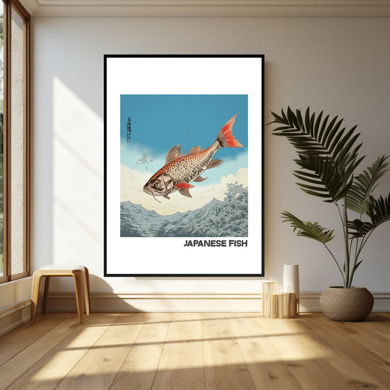 Wall Art & Paintings - Japanese Fish Wall Art - Black Frame