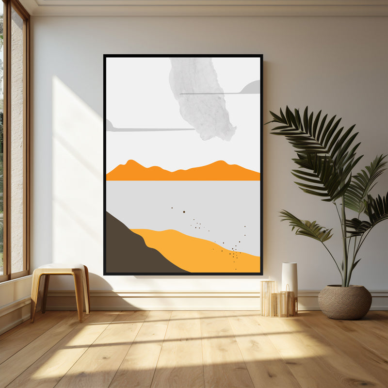 Buy Golden Landscape Wall Art - Black Frame Wall Art & Paintings from Vaaree