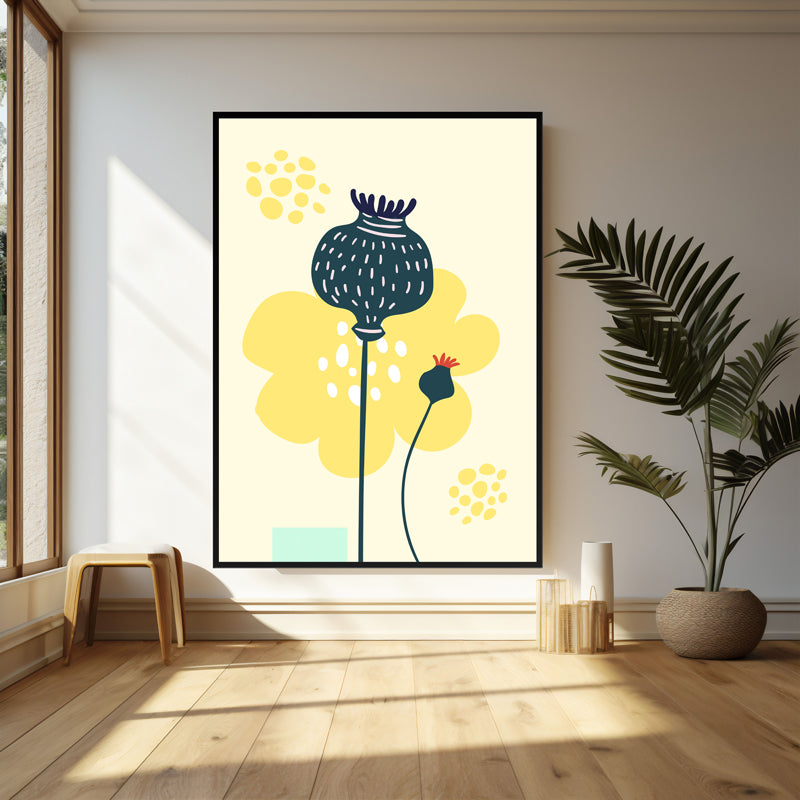 Wall Art & Paintings - Sunlit Botanic Tranquility Wall Art - Black Frame