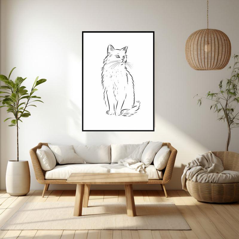 Buy Cat Sketch Wall Art - Black Frame Online in India | Vaaree