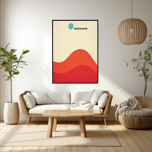 Wall Art & Paintings - Red Wave Wall Art - Black Frame