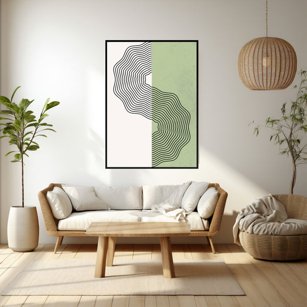 Wall Art & Paintings - Ondas Green Wall Art - Black Frame