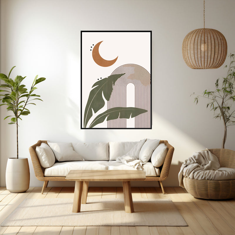 Wall Art & Paintings - Moonlit Tropics Wall Art - Black Frame