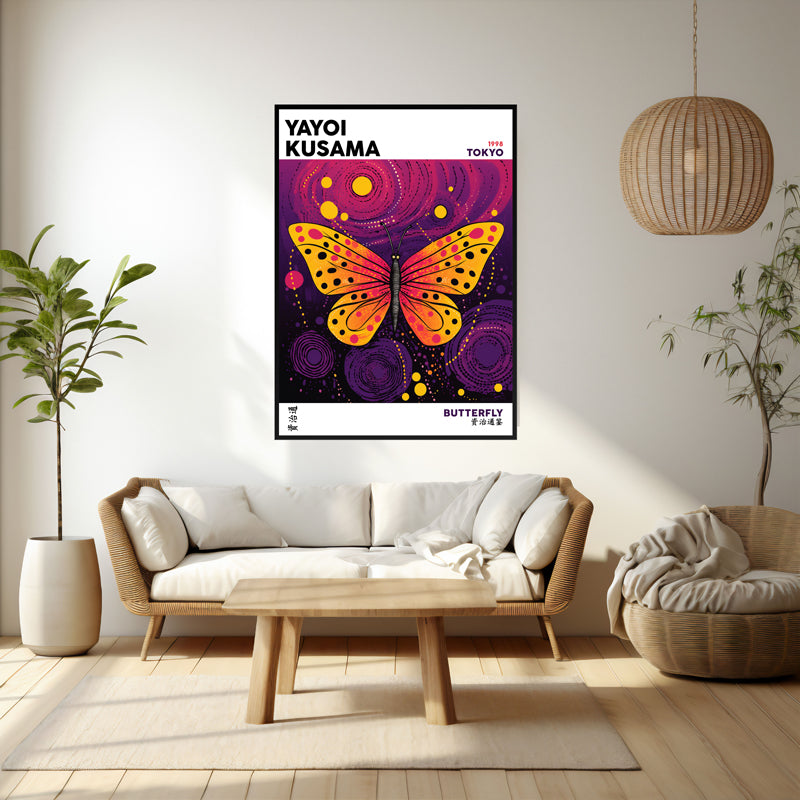 Wall Art & Paintings - Butterfly Inspired by Yayoi Kusama Wall Art - Black Frame