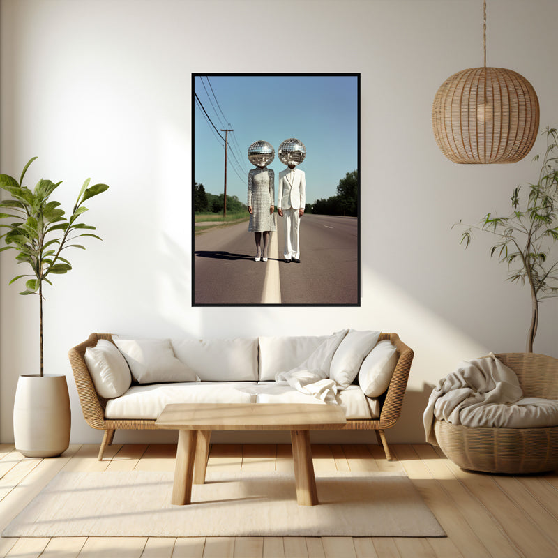 Wall Art & Paintings - The Disco Couple Wall Art - Black Frame