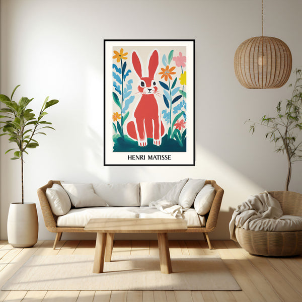 Wall Art & Paintings - Red Rabbit Inspired by Henri Matisse Wall Art - Black Frame