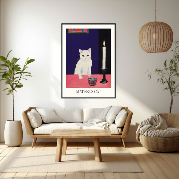 Wall Art & Paintings - Matisse's Cat Inspired by Henri Matisse Wall Art - Black Frame