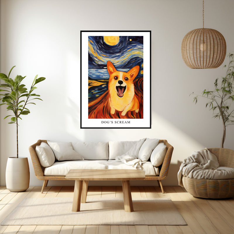 Wall Art & Paintings - Dog's Scream Wall Art - Black Frame