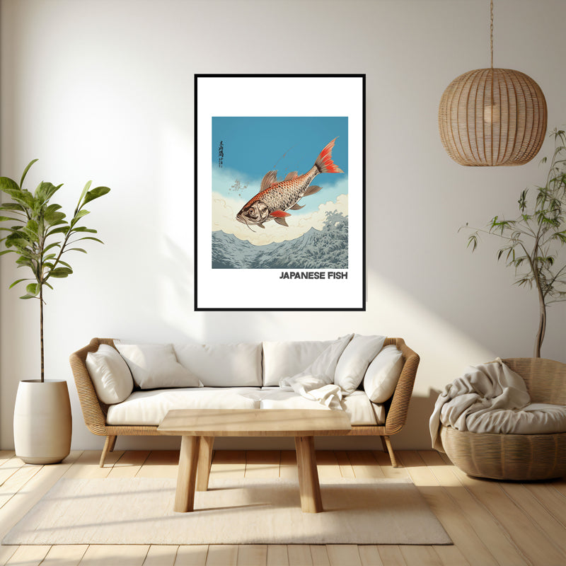 Wall Art & Paintings - Japanese Fish Wall Art - Black Frame