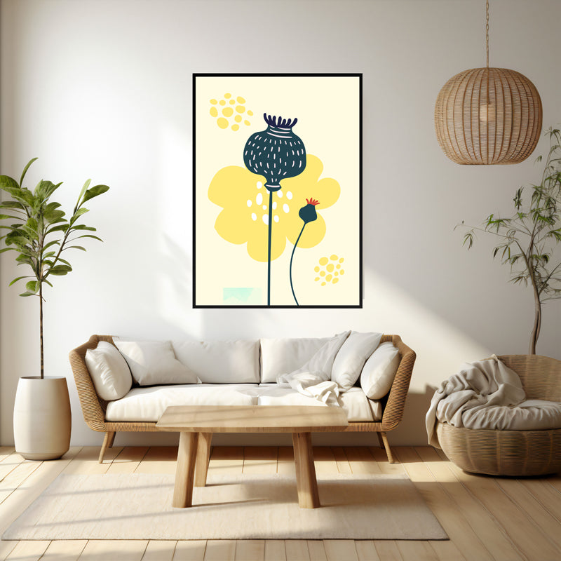 Wall Art & Paintings - Sunlit Botanic Tranquility Wall Art - Black Frame