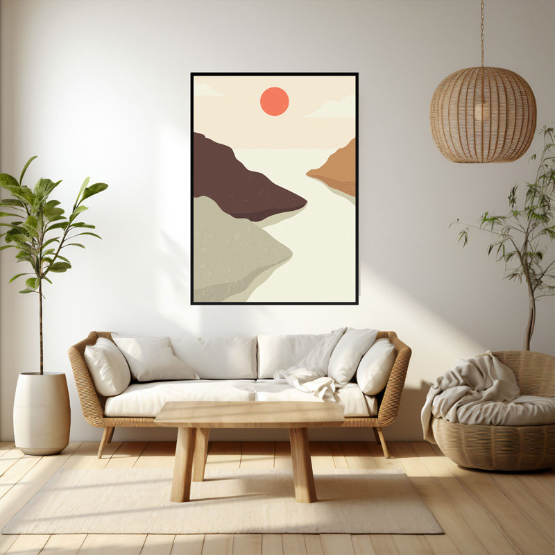 Wall Art & Paintings - Crimson Horizon Wall Art - Black Frame