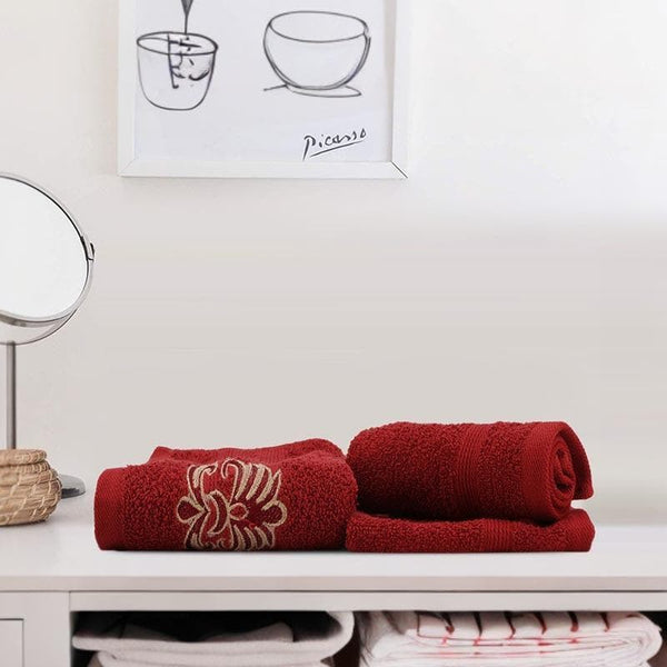Buy Soakezy Towel (Maroon) - Set Of Three at Vaaree online | Beautiful Hand & Face Towels to choose from