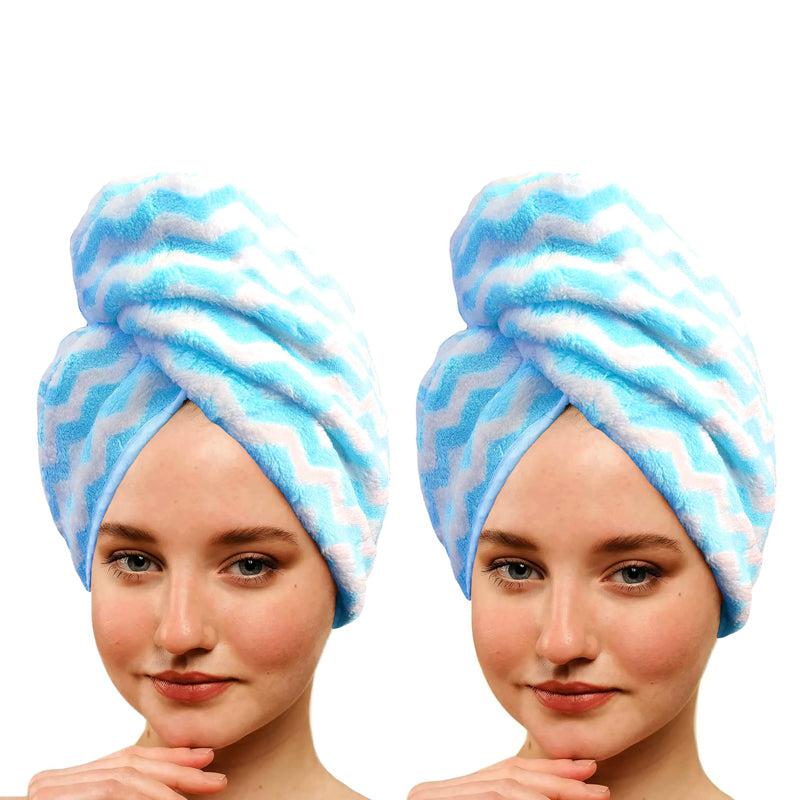 Buy Neriah High Absorbent Hair Towel (Blue) - Set Of Two Hair Wraps from Vaaree