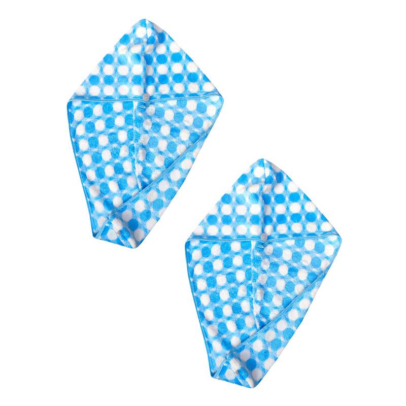 Buy Polka High Absorbent Hair Towel (Blue) - Set Of Two Hair Wraps from Vaaree