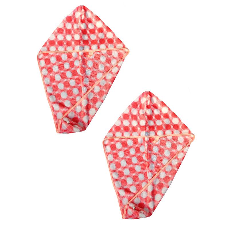 Buy Polka High Absorbent Hair Towel (Pink) - Set Of Two Hair Wraps from Vaaree