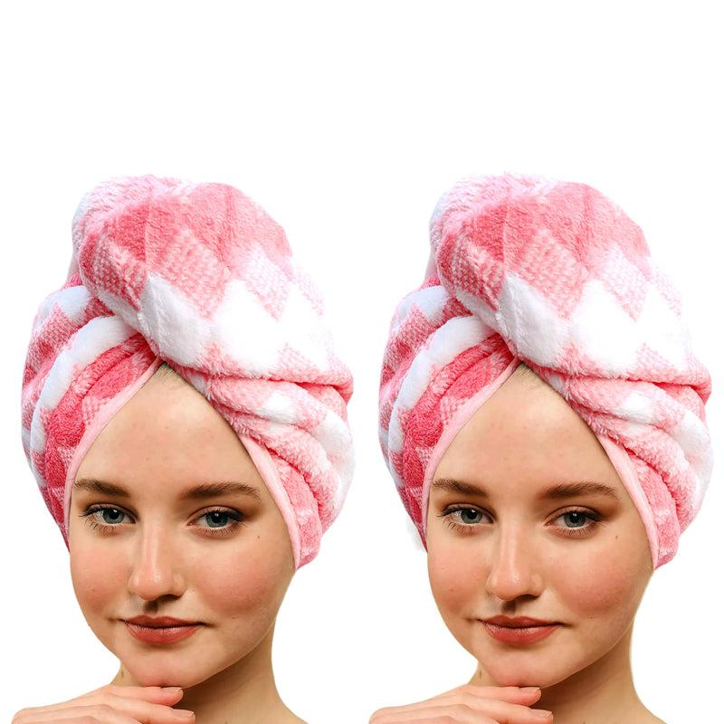 Buy Capri High Absorbent Hair Towel (Pink) - Set Of Two Hair Wraps from Vaaree