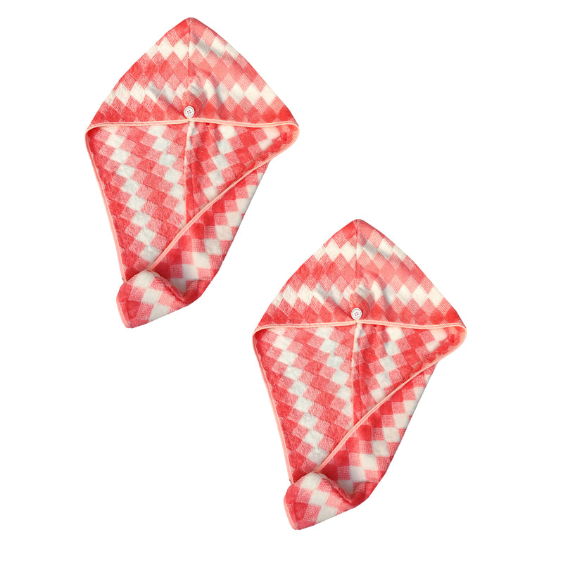 Buy Capri High Absorbent Hair Towel (Pink) - Set Of Two Hair Wraps from Vaaree