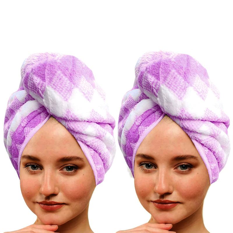 Buy Wren High Absorbent Hair Towel (Purple) - Set Of Two Hair Wraps from Vaaree