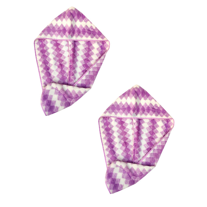 Buy Wren High Absorbent Hair Towel (Purple) - Set Of Two Hair Wraps from Vaaree