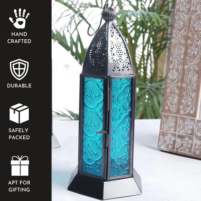 Buy Inthiya Lantern Tealight Candle Holder - Blue Tea Light Candle Holders from Vaaree