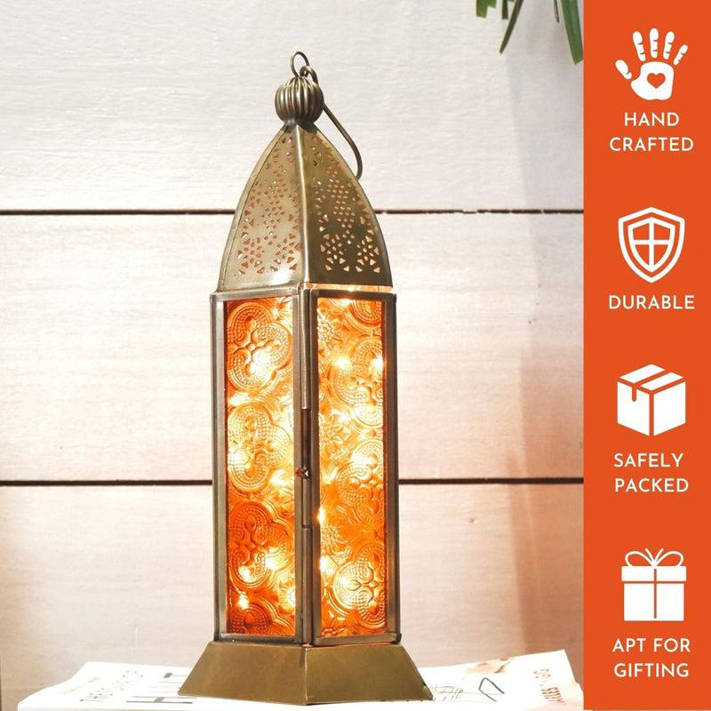 Buy Inthiya Lantern Tealight Candle Holder - Orange Tea Light Candle Holders from Vaaree