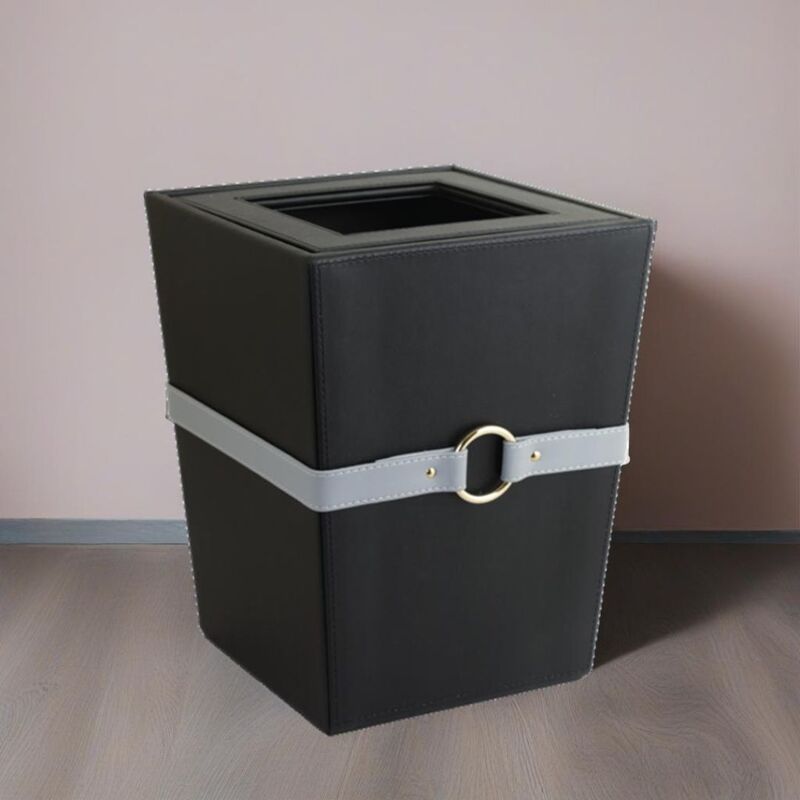 Buy Arbo Vegan Leather Dustbin - Black Dustbin from Vaaree