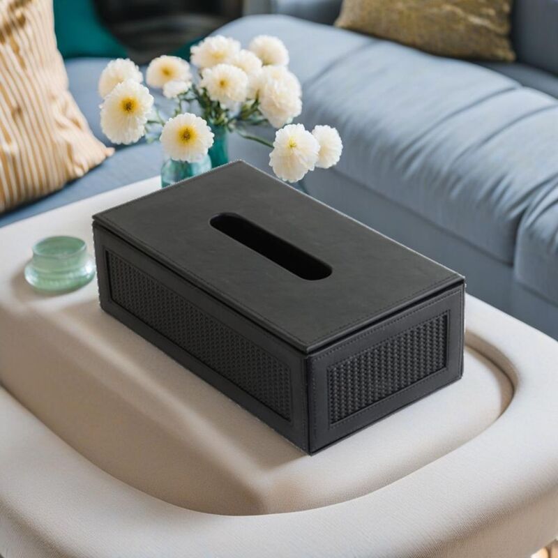 Tissue Holder - Arbo Vegan Leather Tissue Box - Black