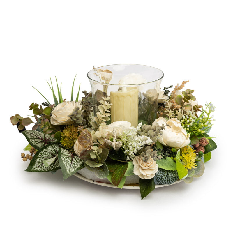 Buy Lumina Solawood Floral Bunch In Tray Battery Candle from Vaaree