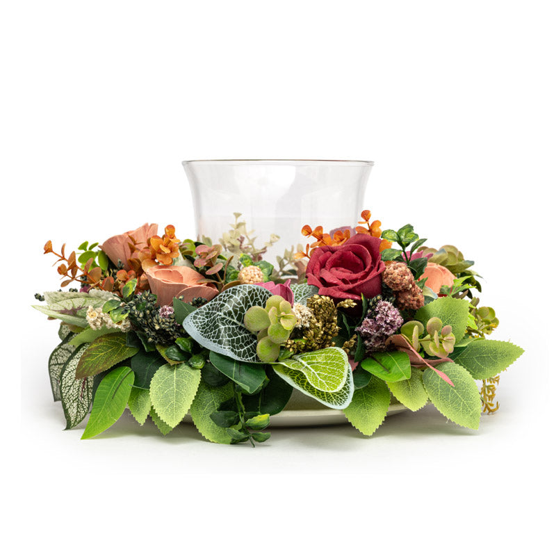 Buy Asva Solawood Floral Tray With Battery Candle Battery Candle from Vaaree