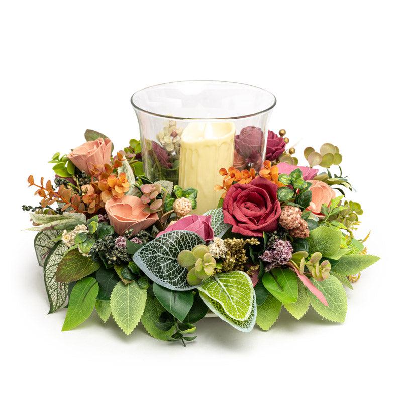 Buy Asva Solawood Floral Tray With Battery Candle Battery Candle from Vaaree