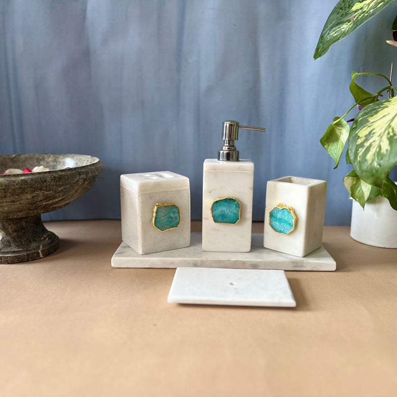 Buy Kade Agate & Marble Bathroom Set - Green Accessories & Sets from Vaaree