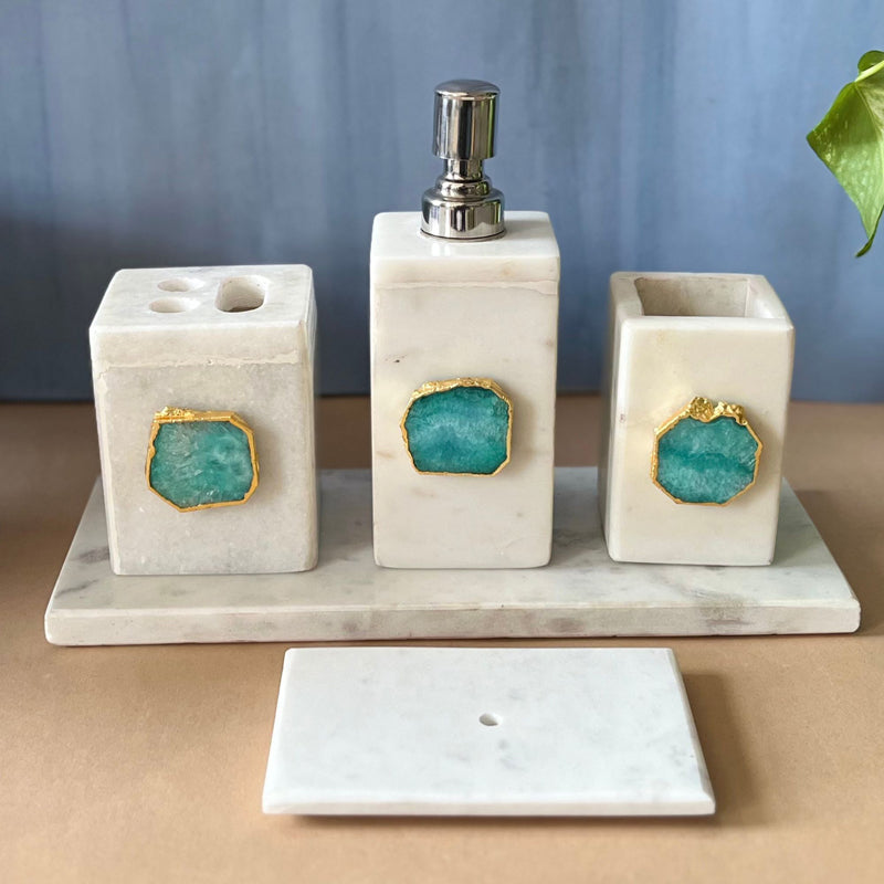 Buy Kade Agate & Marble Bathroom Set - Green Accessories & Sets from Vaaree