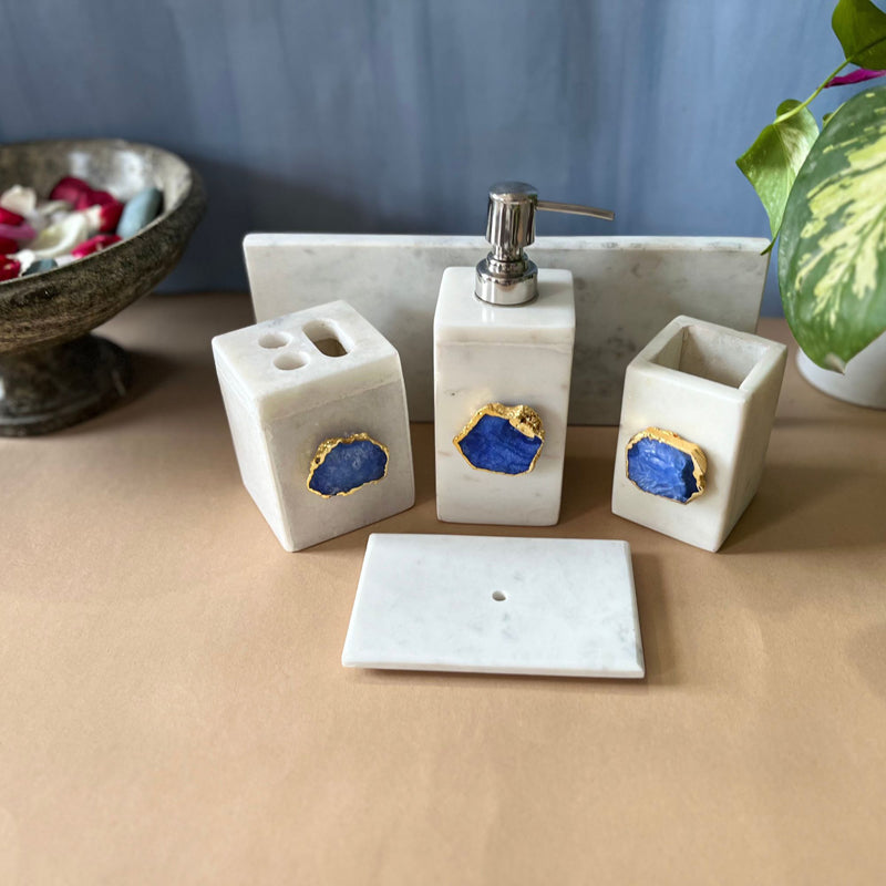 Buy Kade Agate & Marble Bathroom Set - Blue Accessories & Sets from Vaaree