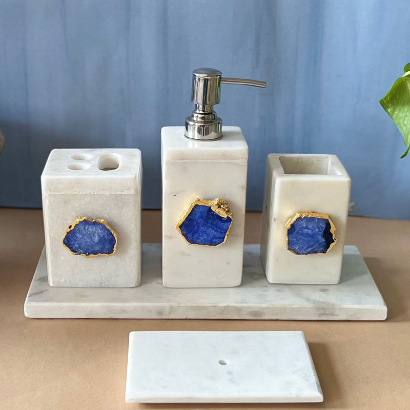 Buy Kade Agate & Marble Bathroom Set - Blue Accessories & Sets from Vaaree