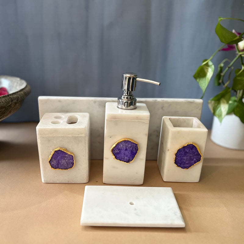 Buy Kade Agate & Marble Bathroom Set - Violet Accessories & Sets from Vaaree