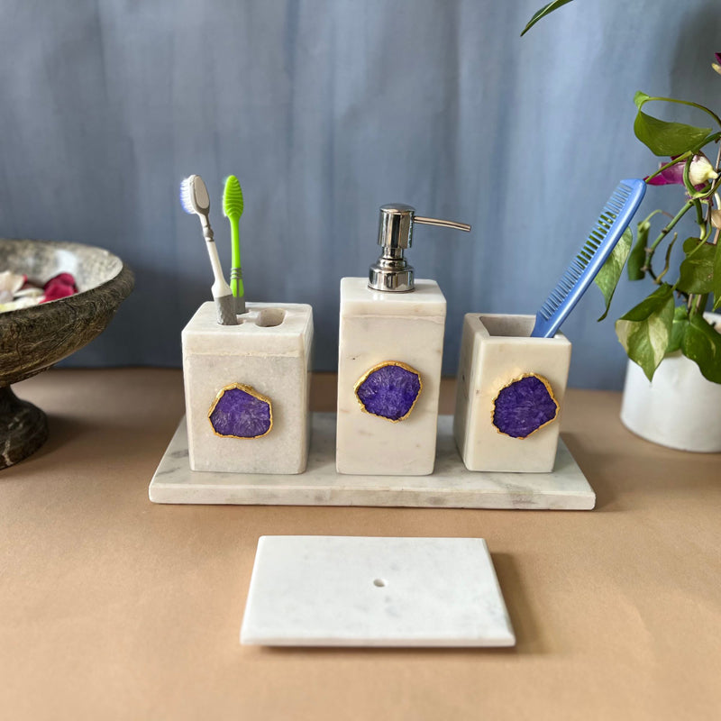 Buy Kade Agate & Marble Bathroom Set - Violet Accessories & Sets from Vaaree