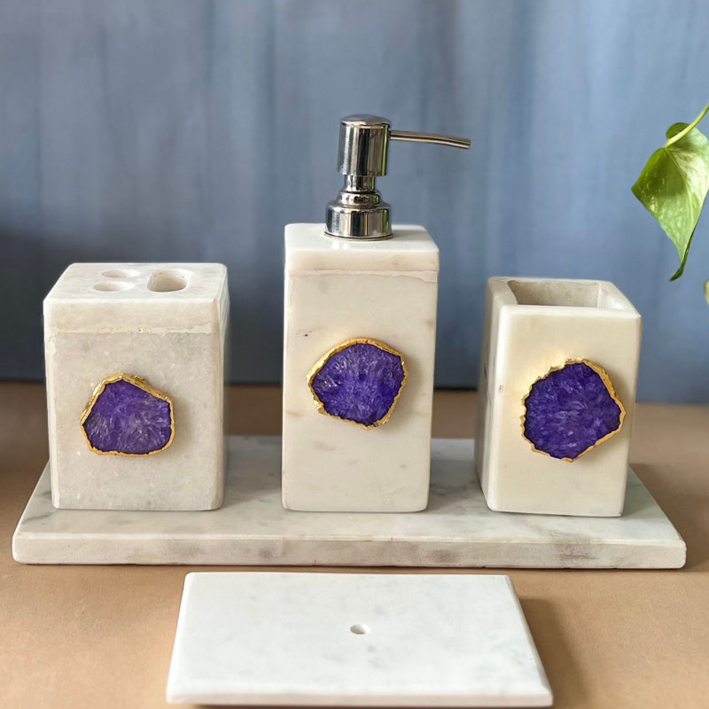 Buy Kade Agate & Marble Bathroom Set - Violet Accessories & Sets from Vaaree