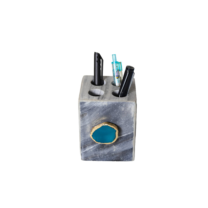 Buy Neiro Marble & Agate Stationary Holder - Green Pen Stand from Vaaree