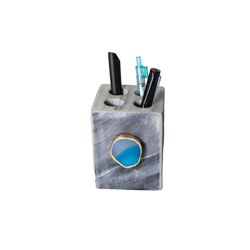 Buy Neiro Marble & Agate Stationary Holder - Turquoise Pen Stand from Vaaree