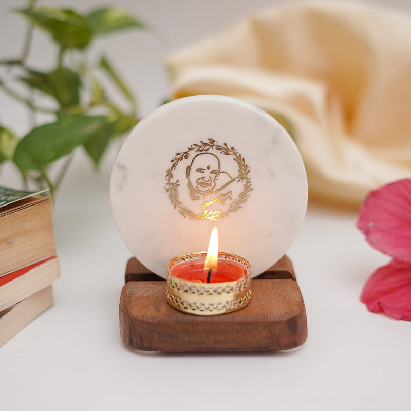 Buy Guru Jee Marble Religious Accent With Tealight Candle Holder Candle Holders from Vaaree