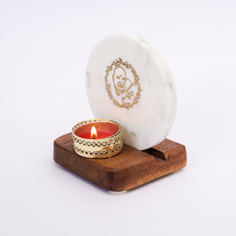 Buy Guru Jee Marble Religious Accent With Tealight Candle Holder Candle Holders from Vaaree