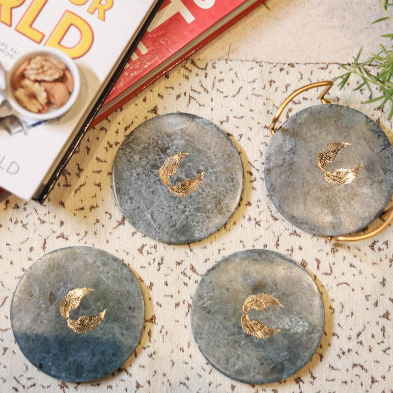 Buy Lina Green Marble Coaster - Set Of Four Coasters from Vaaree